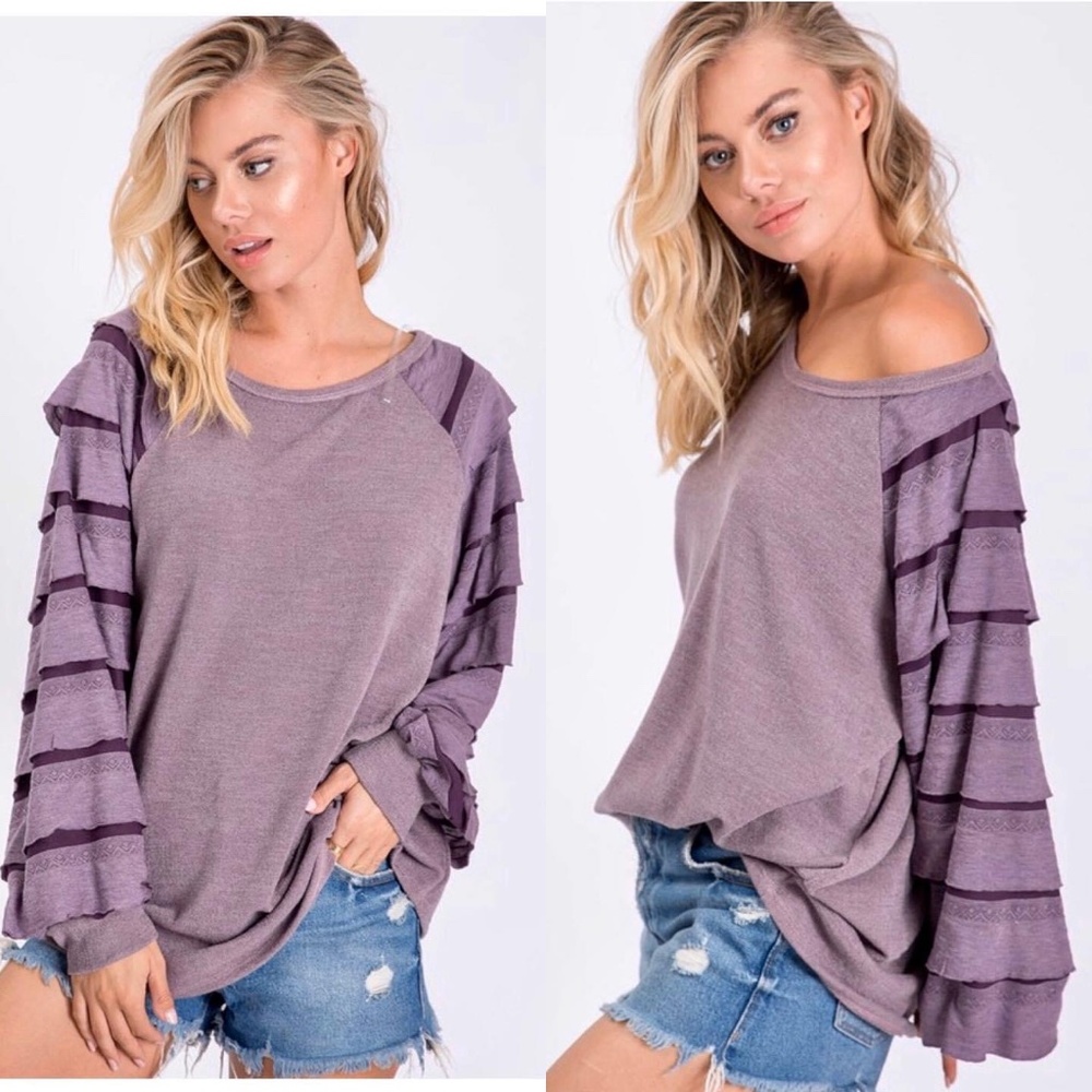 BNWT- BIBI long sleeve knit top with balloon sleeves
